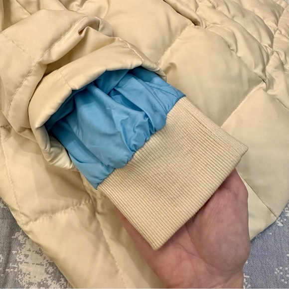 Gap cream/light blue puffer jacket w/ detachable hood, S - Picture 9 of 16